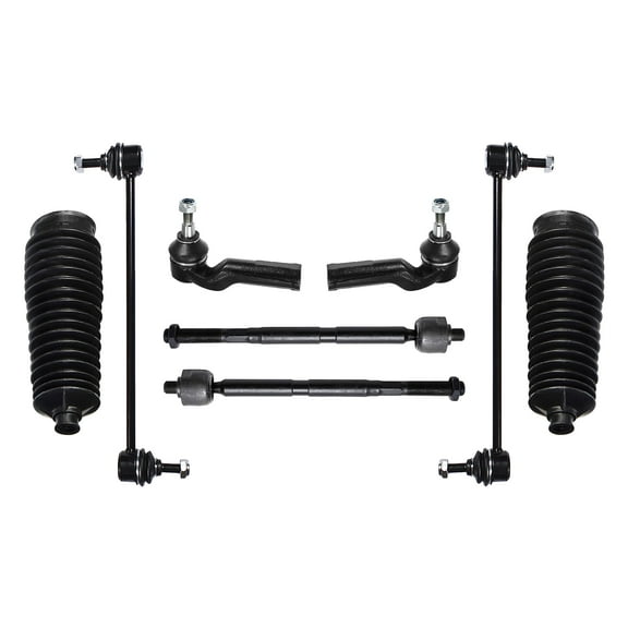 PartsW - 8 Pc Front Sway Bar End Links, Outer & Inner Tie Rod Ends, Rack & Pinion Bellow Boots, Suspension Kit
