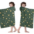 thumbnail image 4 of Green Sun Moon Star Planet Cloud Pattern Hooded Bath Towel，60"x35" for Ages 3 To 12 Kids, Quick Dry Lightweight Soft Microfiber Hood Beach Towel Cover Up for Kids, 4 of 7