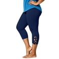 thumbnail image 3 of CaComMARK PI Plus Size Capri Pants for Women Stretchy Tummy Control Workout Leggings Casual Slim Comfy Yoga Lace Cropped Pant Blue, 3 of 6