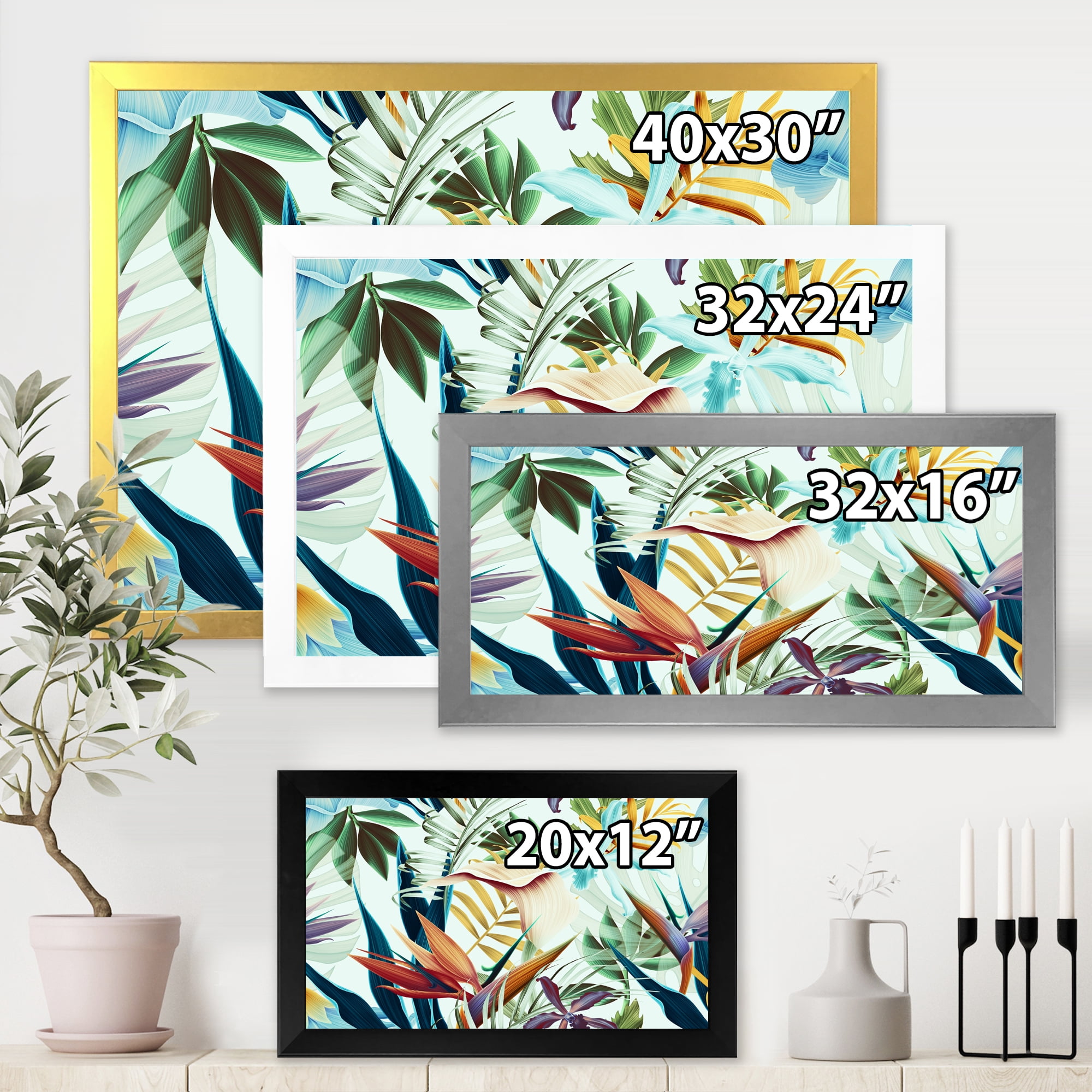 Designart 'VIntage Tropical Flowers I' Tropical Framed Art Print