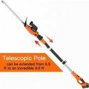 GARCARE 2 in 1 Pole Hedge Trimmer, Cordless Long Reach with 20V 4.0Ah Battery and Quick Charger, 20 inch Cutting Blade Length, 7/10 inch Cutting Capacity