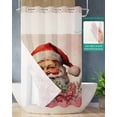 thumbnail image 2 of No Hook Shower Curtain with Snap in Liner, Christmas Santa Bowknot Holly Retro Watercolor Hotel Shower Curtains for Bathroom, Washable Shower Curtain Liner Set with Mesh Top Window, 36"x72", 2 of 6