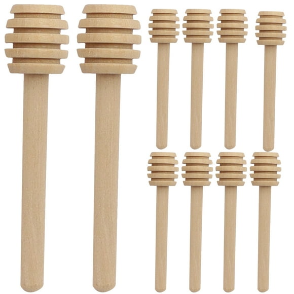 KAKOWELY honey sticks wooden 10pcs Household Honey Sticks Practical Honey Stirring Sticks Long Handle Coffee Mixing Rods3.94"X0.75"X0.75"