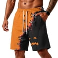 thumbnail image 2 of Sewkxo Mens Halloween Horror Pattern Soft Cotton Sleep Shorts Casual Indoor Home Pajama Lounge Shorts,Saffron S, 2 of 5