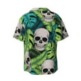 thumbnail image 2 of Balery Skull and Palm Leaves Men's Casual Button Down Shirt Short Sleeve Textured Summer Cuban Beach Shirts-X-Large, 2 of 7