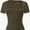 Army green, variant on Women's Square Neck Short Sleeve T-Shirt Double Lined Basic Slim Fit Tee for Casual Wear