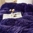 thumbnail image 3 of 3 Piece Shaggy Duvet Cover Set, Luxury Ultra Soft Cozy Long Faux Fur (Twin, Purple), 3 of 5