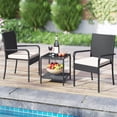 thumbnail image 4 of Costway 3 PCS Patio Furniture Set with 2-Tier Table Tempered Glass Tabletop & Soft Cushions White, 4 of 10
