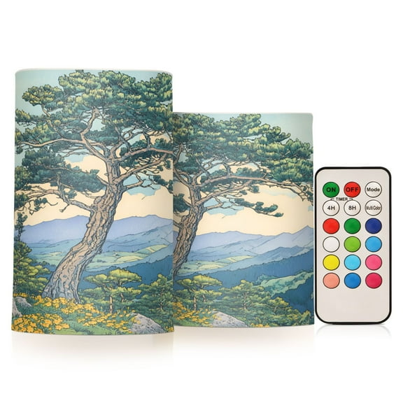 Yayeee Flameless Candles with Remote Flickering Battery Operated Multi Color Changing, Beige Mountain