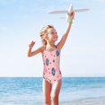 thumbnail image 6 of Girls' One-piece Swimsuit Cross Back Bathing Suit Beach Surfing Sizes 3T-10T Pink Sports Elements, 6 of 9