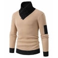 thumbnail image 4 of Men's Slim Fit Ribbed Knit Sweater with Zip Shawl Collar Casual Pullover Top, 4 of 7