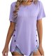 thumbnail image 1 of Faja moldeadora de cintura de verano para mujer, camiseta de manga corta con cuello redondo y botones, 1 of 7