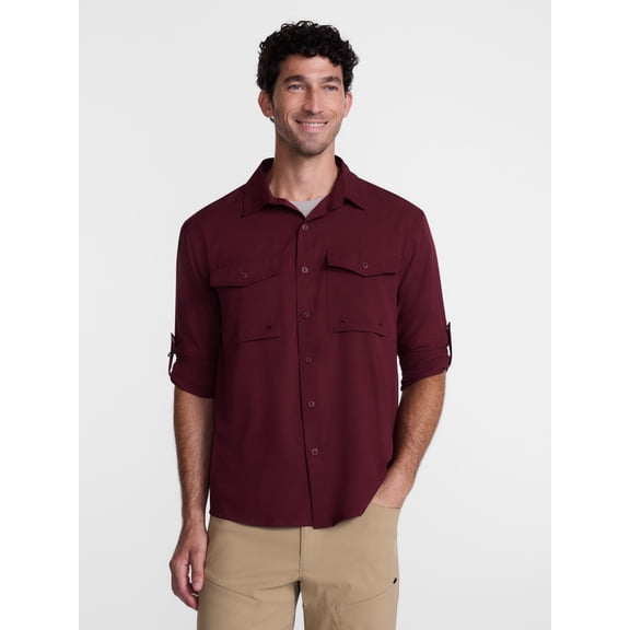 Ozark Trail Men's Fishing Shirt with Long Sleeves, Sizes S-4XLT