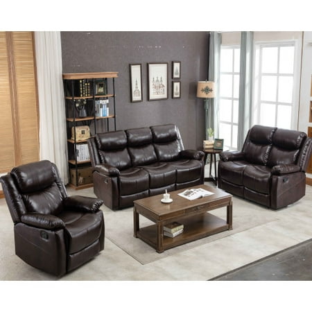 Manual Reclining Sofa Set Living Room Recliner Lounger Modern Upholstered Pu Leather 1 2 3 Seat Adjustable Backrest Couch For Home Office Freely Configurable Furniture From Accuweather Manual Reclining Sofa Set Living Room, Modern Contemporary 3 Piece Leather Sectional Sofa