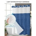 thumbnail image 4 of No Hook Cloth Fabric Shower Curtain with Snap in Liner, Navy Blue Waterproof Shower Curtains Set with See Through Top Window, Vintage Country Monochrome Farmhouse Bath Curtains Shower 72"x78", 4 of 6