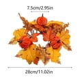 thumbnail image 3 of Fmbmuo Fall Wreath 10 Inch Maple Leaves Garland For Halloween Thanksgiving Christmas Front Door Wall Home Ornament Decoration,Yellow, 3 of 5