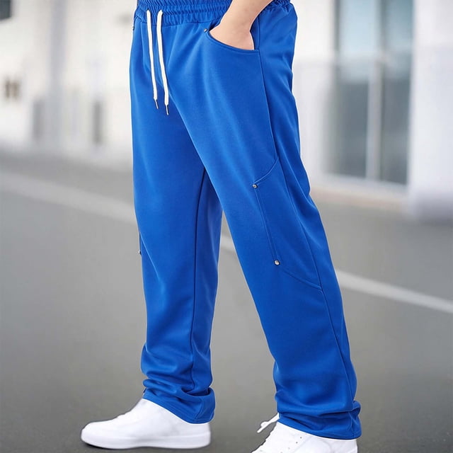 Ceisia Men's Cargo Pants Straight Leg Loose Jogger Sweatpants With Drawstring & Pockets Blue M Gift