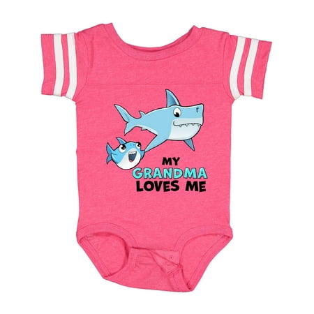 

Inktastic My Grandma Loves Me with Cute Sharks Gift Baby Boy or Baby Girl Bodysuit