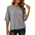 thumbnail image 4 of VBVC Women's Crew Neck 3/4 Sleeve Top , Ladies' Drop Shoulder Loose Fit Tunic , Casual Stretchy Tee Shirts For Women, S-2XL, 4 of 8