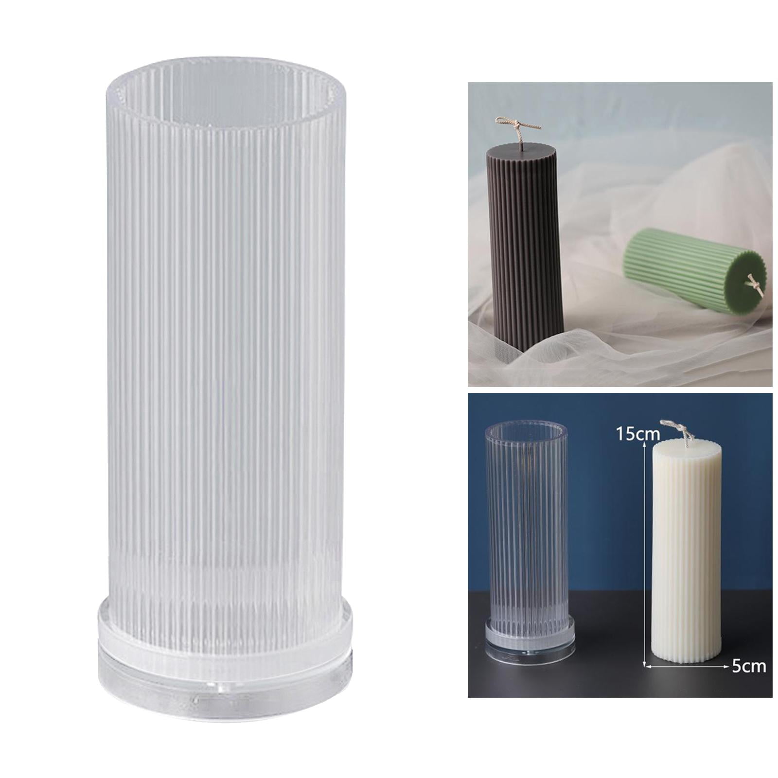 2 Pieces Clear Long Pole Candle Molds Stripe Cylinder Rib Candle Making
