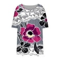 thumbnail image 3 of Yourumao Womens Plus Size Tops Peplum Short Sleeve Tunics Floral Round Neck Shirts Pleated Comfy Loose Casual Blouses Summer Weekend Tshirts Gray L, 3 of 3