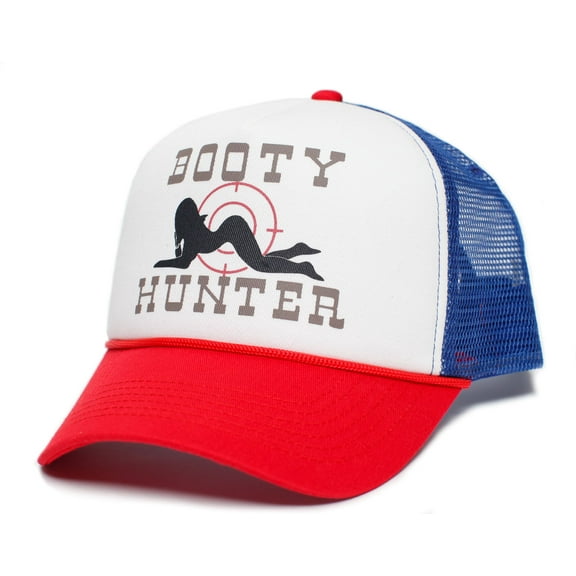Booty Hunter Unisex-Adult Curved Bill One-Size Truckers Hat (Royal/White/Red)