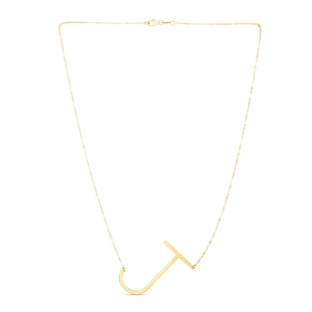 14k Yellow Gold Polished Letter Name Personalized Monogram Initial-j Necklace With Lobster Clasp 18 Inch Pendant Necklac