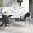 thumbnail image 2 of Costway Set of 2 Velvet Dining Chairs Mid-Back Leisure Armchair w/ Gold Leg Gray, 2 of 10