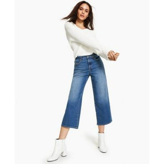 MSRP $40 Style & Co Women's Wide-Leg Cropped Jeans Blue Size 10