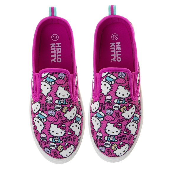 Hello Kitty Little Kids Girls Slip On Canvas Sneakers, Color Fuchsia, Size 2