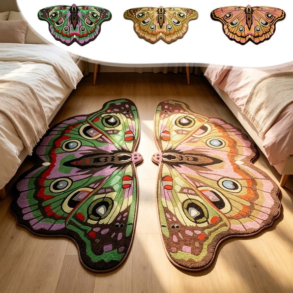 AYktou Butterfly Shaped Area Rug, 39.4×23.6 Inch Imitation Fleece Soft Non-Slip Doormat Absorbent Bath Mat Backing Foot Pad Warmth Carpet Rugs for Living Room Bedroom Inside Home Under Table & Bed