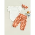 thumbnail image 4 of Jxzom Newborn Infant Baby Girls Clothes Set 0 3 6 12 18 Months Auntie Saying Letter Rompers Floral Daisy Pants Headband, 4 of 7