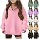 thumbnail image 4 of Sudadera Meitianfacai para niñas, cuello en V, manga larga, color liso, hombros caídos, forro polar, sudadera deportiva, sudadera beige para niñas, talla 13-14 años, 4 of 4
