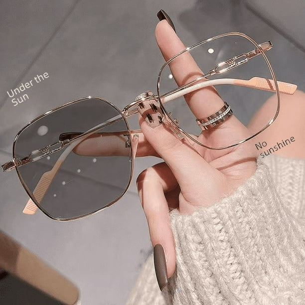 Gafas fotocromáticas anti-luz azul para miopía, montura grande, gafas sencillas para estudiantes, monturas populares, gafas para miopía terminadas