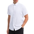 thumbnail image 4 of Camisas de vestir de manga corta para hombres, inspiradas en el Día del Padre, con stretch, ligeras, formales y de botón, 2XL, blancas, 4 of 6