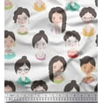 thumbnail image 1 of Soimoi Blanc Tissu de Jersey de Coton Femmes Visage Humain Tissu Imprimé Figure par la Cour 58 Pouces de Large, 1 of 5