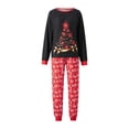 thumbnail image 1 of Family Matching Pajamas Sets Black Long Sleeve Christmas Tree Print Tops + Letter Print Pants Autumn Home Sleep Wear Clothes, 1 of 3