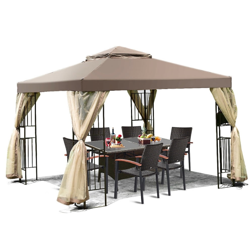 Spaco 10 Feet x 10 Feet Awning Patio Screw-free Structure Canopy Tent for Patio Garden Outdoor BBQ Roof Cover Grill Shelter