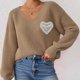 thumbnail image 4 of Heisall Women's Sweaters Autumn Winter Casual Loose Pullover V-Neck Lace Bow Knot Appliqué Tops, 4 of 7