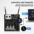 thumbnail image 3 of FULODE 4 Channel Audio Mixer, Karaoke Mixer with Dual Wireless Microphones, Professional Sound Board DJ Mixing Console MP3 Bluetooth 48V Phantom Power USB Interface for PC Studio Recording Party, 3 of 9