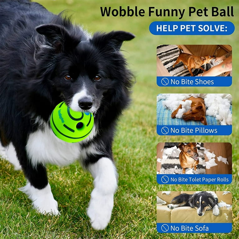 Large Wobble Giggle Dog Ball,Interactive Dog Toys Ball, Squeaky Dog Toys  Ball, Durable Wag Chewing Ball for Training Teeth Cleaning Herding Balls