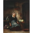thumbnail image 2 of Christian Andreas Schleisner 15x18 Gold Ornate Wood Frame and Double Matted Museum Art Print Titled - Interior with a Sleeping Wife (1869), 2 of 4