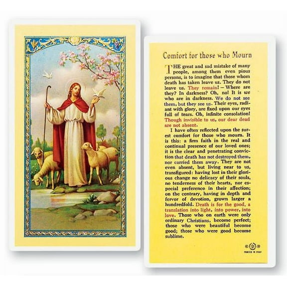 Comfort for Those Who Mourn Laminated Catholic Prayer Holy Card with Prayer on Back, Pack of 25