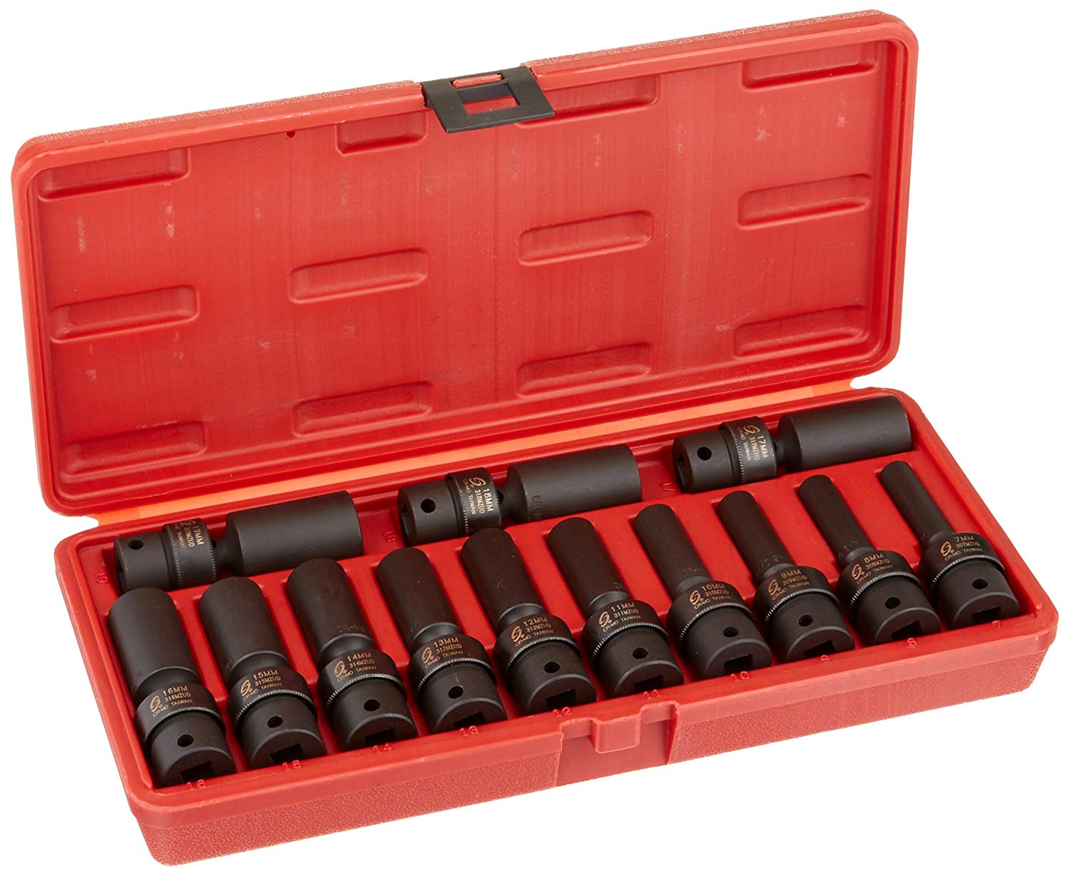 Sunex Tools 3691 13 Piece 3/8" Drive 12 Point Metric Universal Impact Socket Set