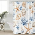 thumbnail image 6 of Shower Curtains Coral Starfish Shell Bath Curtain Marine Life Waterproof Bathroom Shower Curtain Set with Hooks Decoration 72 x 84 Inches, 6 of 7