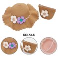 thumbnail image 3 of 56-58cm hat circumference women's sun hat summer straw hat and straw bag set sun hat beach hat - Khaki, 3 of 5