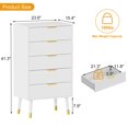 thumbnail image 2 of Commode Moderne Cannelée à 5 Tiroirs, Haute Commode en Bois avec Poignées Dorées, Armoire de Rangement pour Chambre, Salon Ou Entrée, 2 of 8