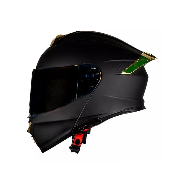 Casco Abatible Para Moto Kov Thunder Negro Dorado