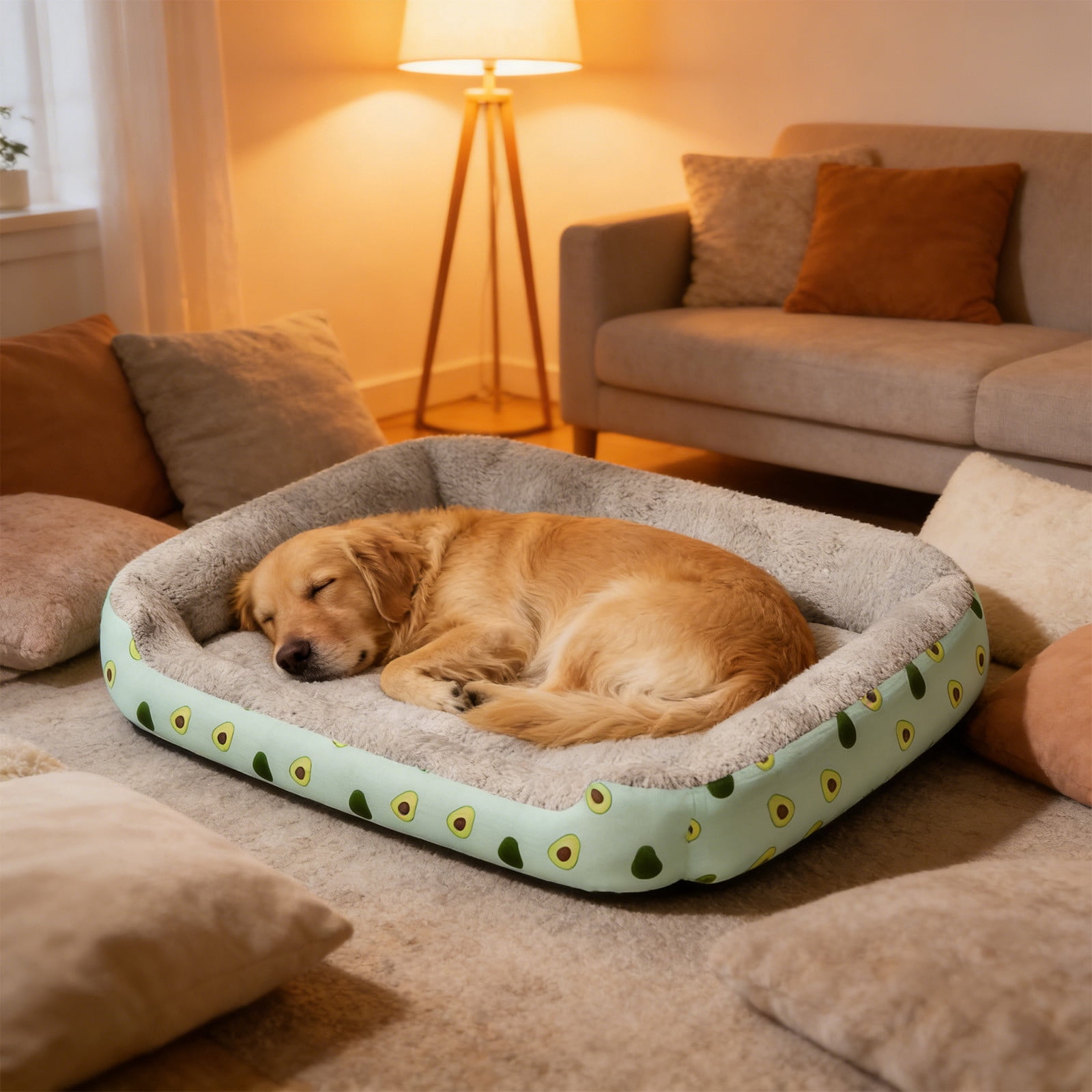 Orthopedic Dog Bed Soft Pet Sofa Mat Washable Crate Pad for Small Medium Dogs Cats Indoor(Green-L)