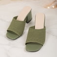 thumbnail image 2 of SACFOF Women's Knit Mesh Slip On Block Heeled Mule Sandals Fashion Square Toe Comfort Casual Beach Low Chunky Heels Open Toe Walking Slide Sandals, 2 of 6